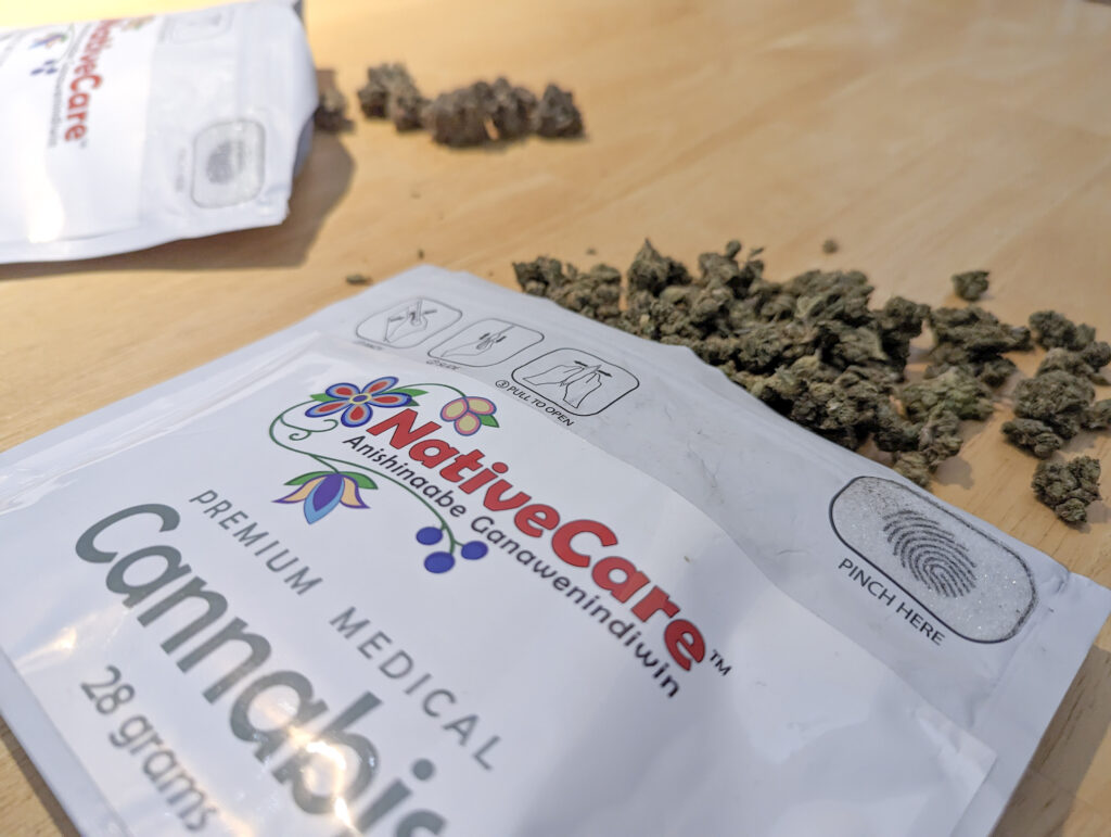 NativeCare cannabis on a table, flower from Minnesota's first legal recreational dispensary.