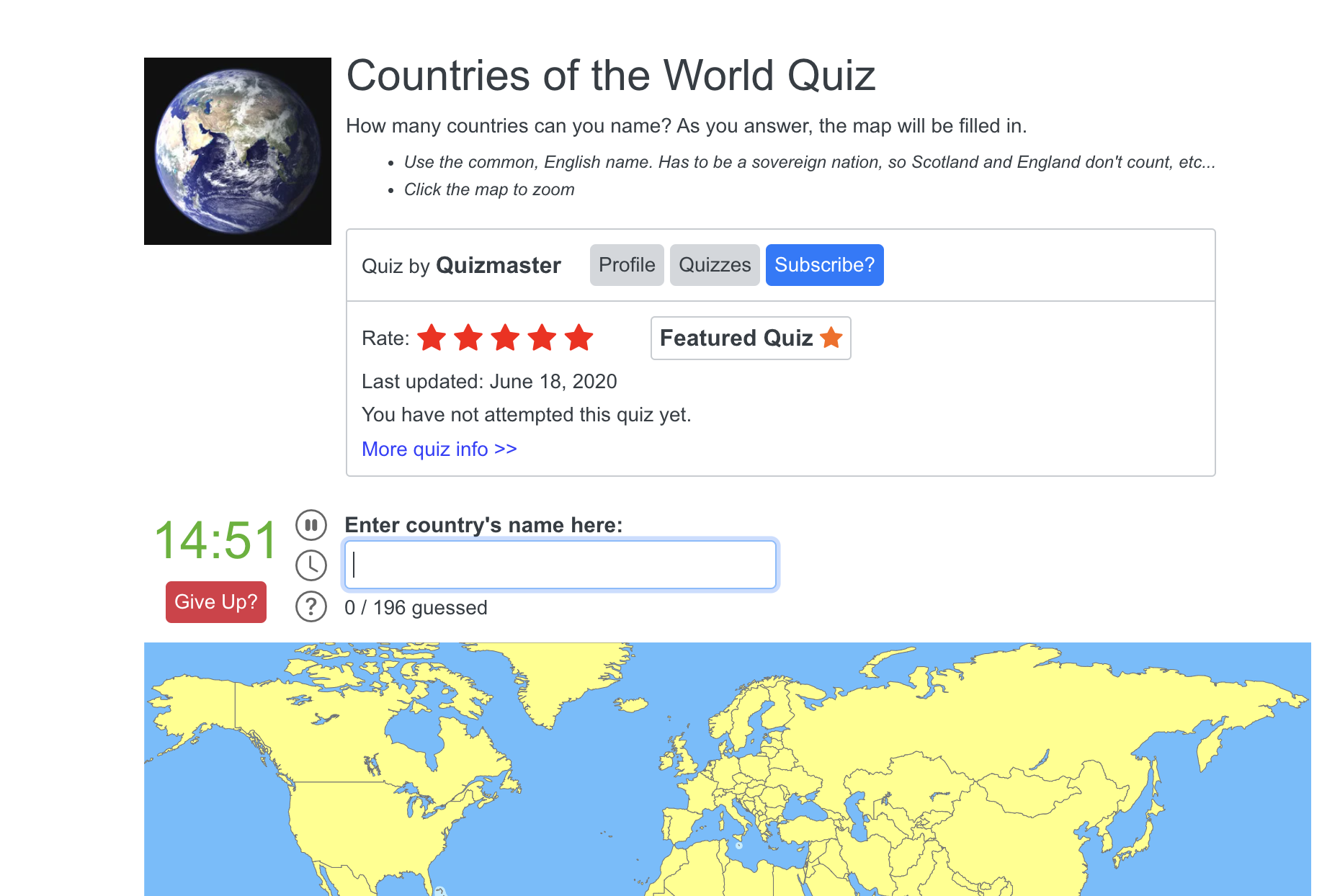 Jetpunk is a fun website where you can take timed quizzes to test your knowledge. 
